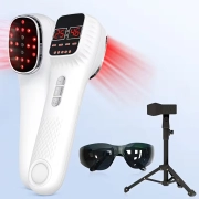 Using the handheld device, safety glasses, and adjustable holder together makes
laser therapy sessions easier, safer, and more convenient for both the pet and the
person providing the treatment.