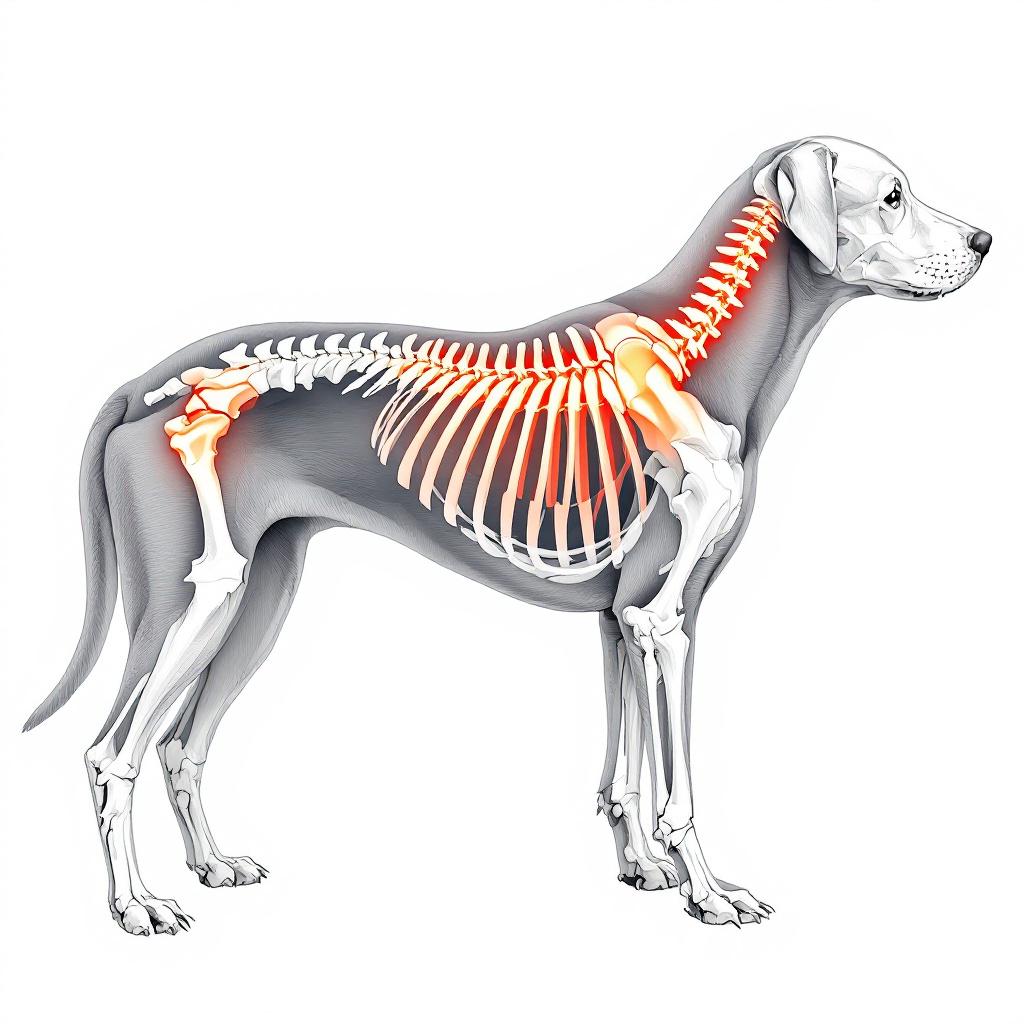 Dog showing signs of back pain and stiffness