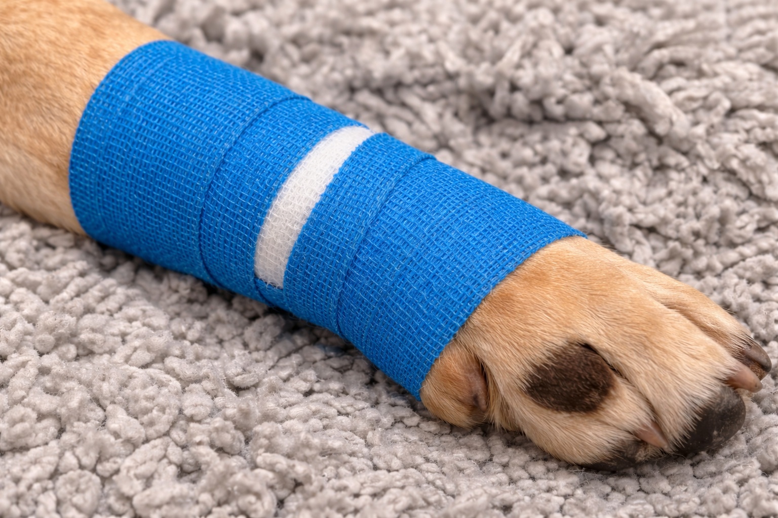 Dog receiving supportive wound healing care