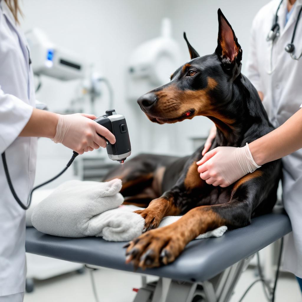 Cold laser therapy device used for dog muscle support